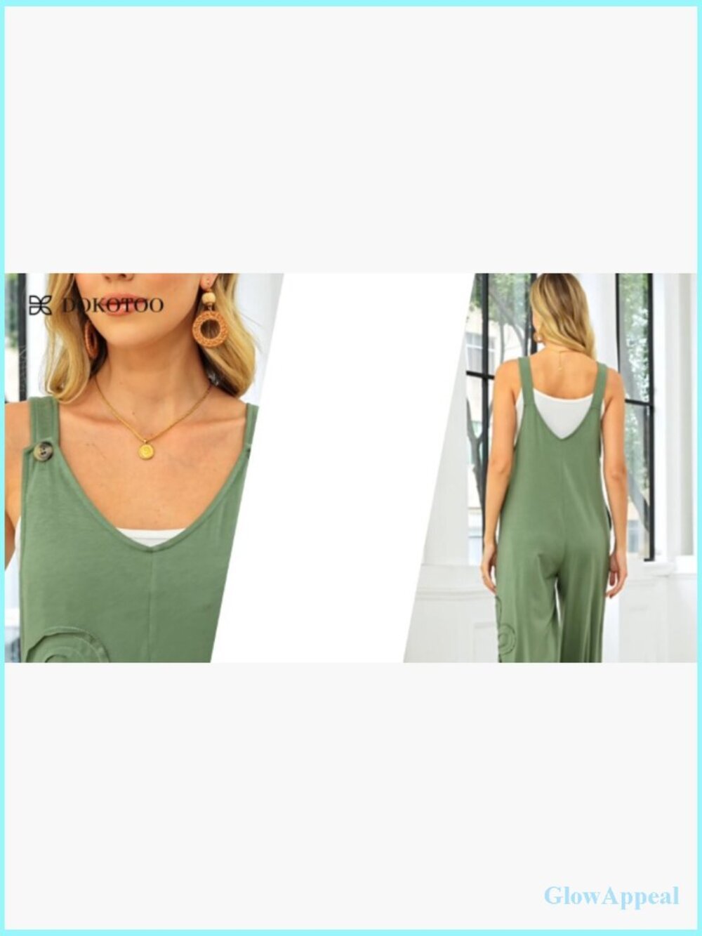 Baggy Wide Leg Jumpsuit Floral Pockets Loose Sleeveless Romper - Picture 7 of 7